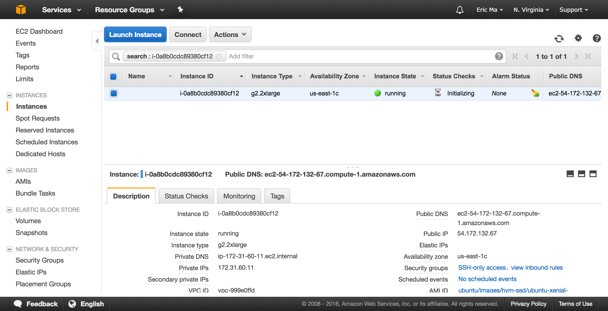 AWS console.