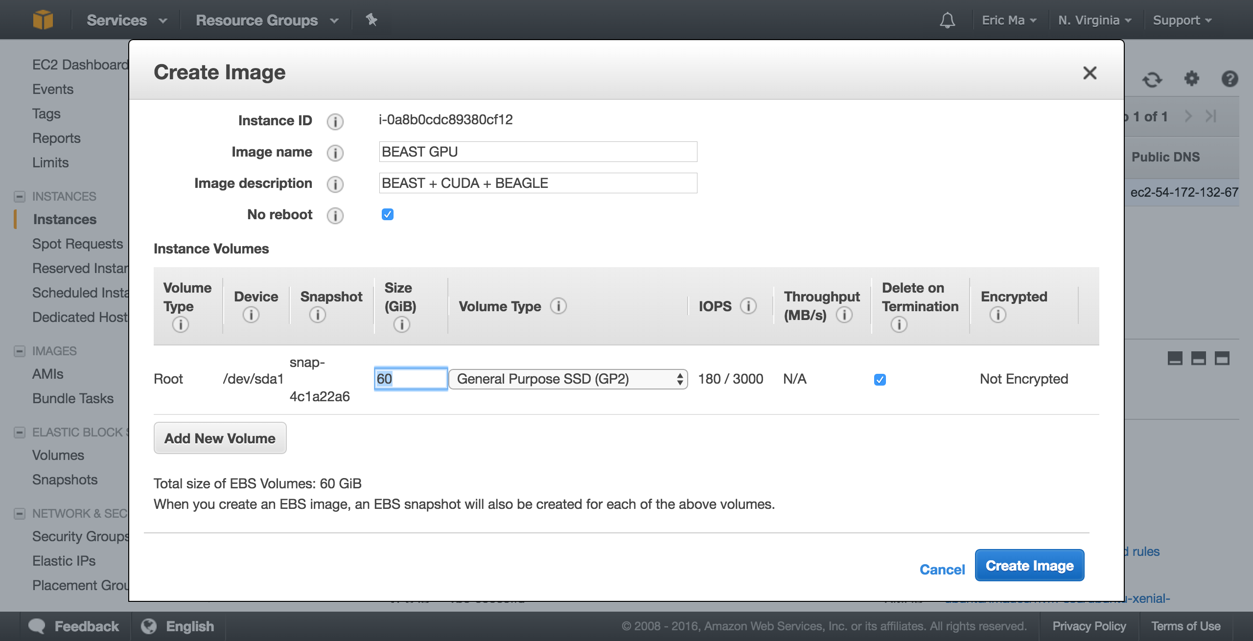 How to save an AWS instance image