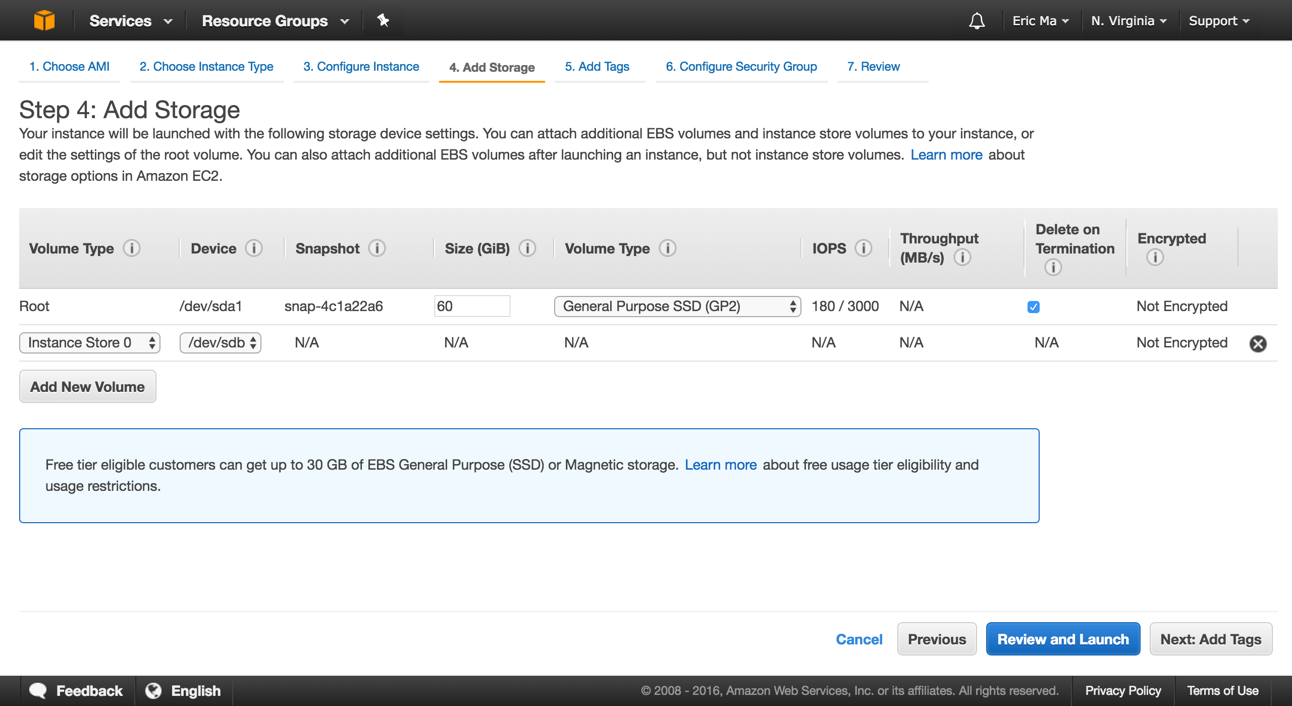 Instance storage page.