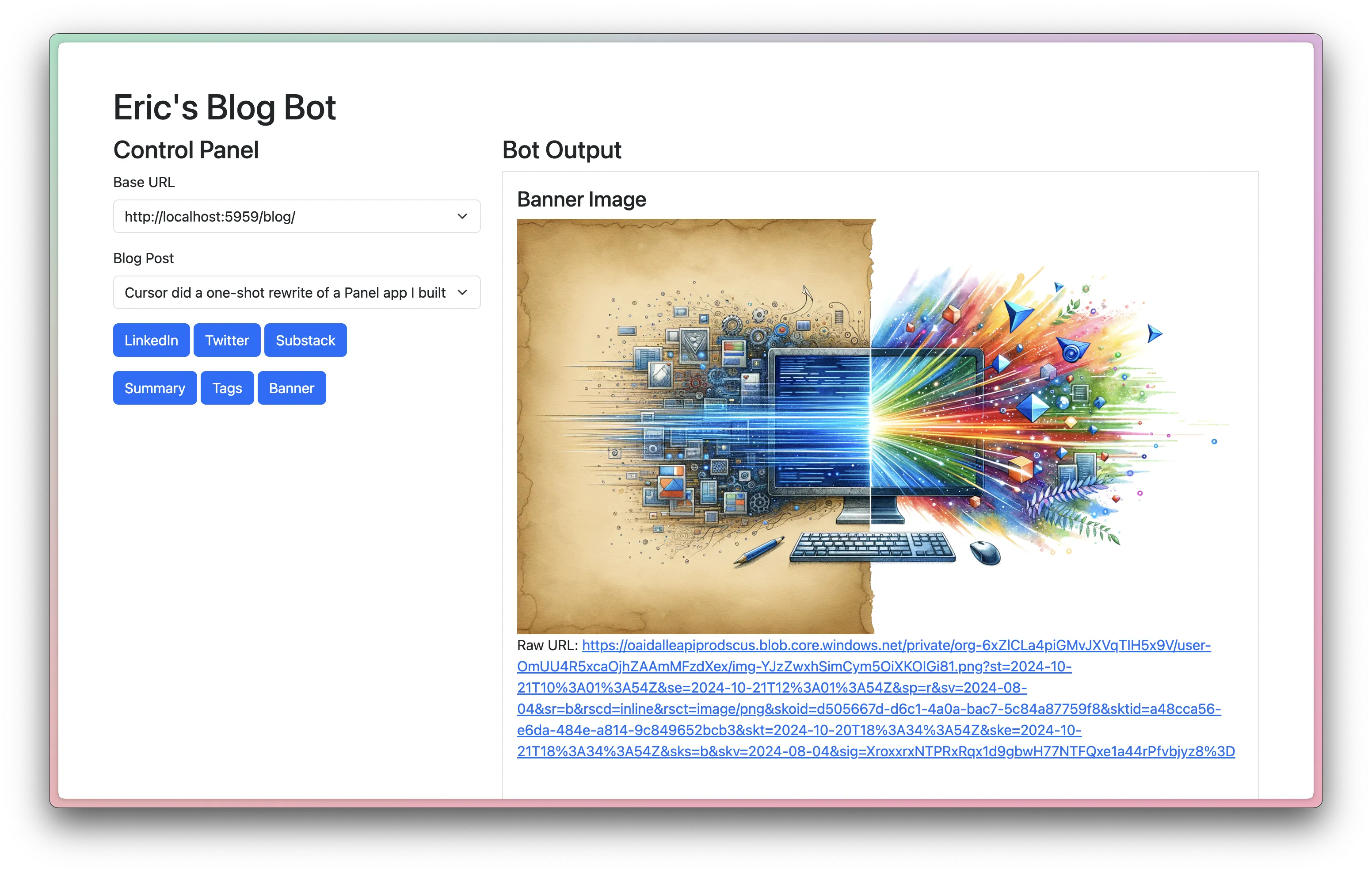 Blogbot v2 with the banner image rendered