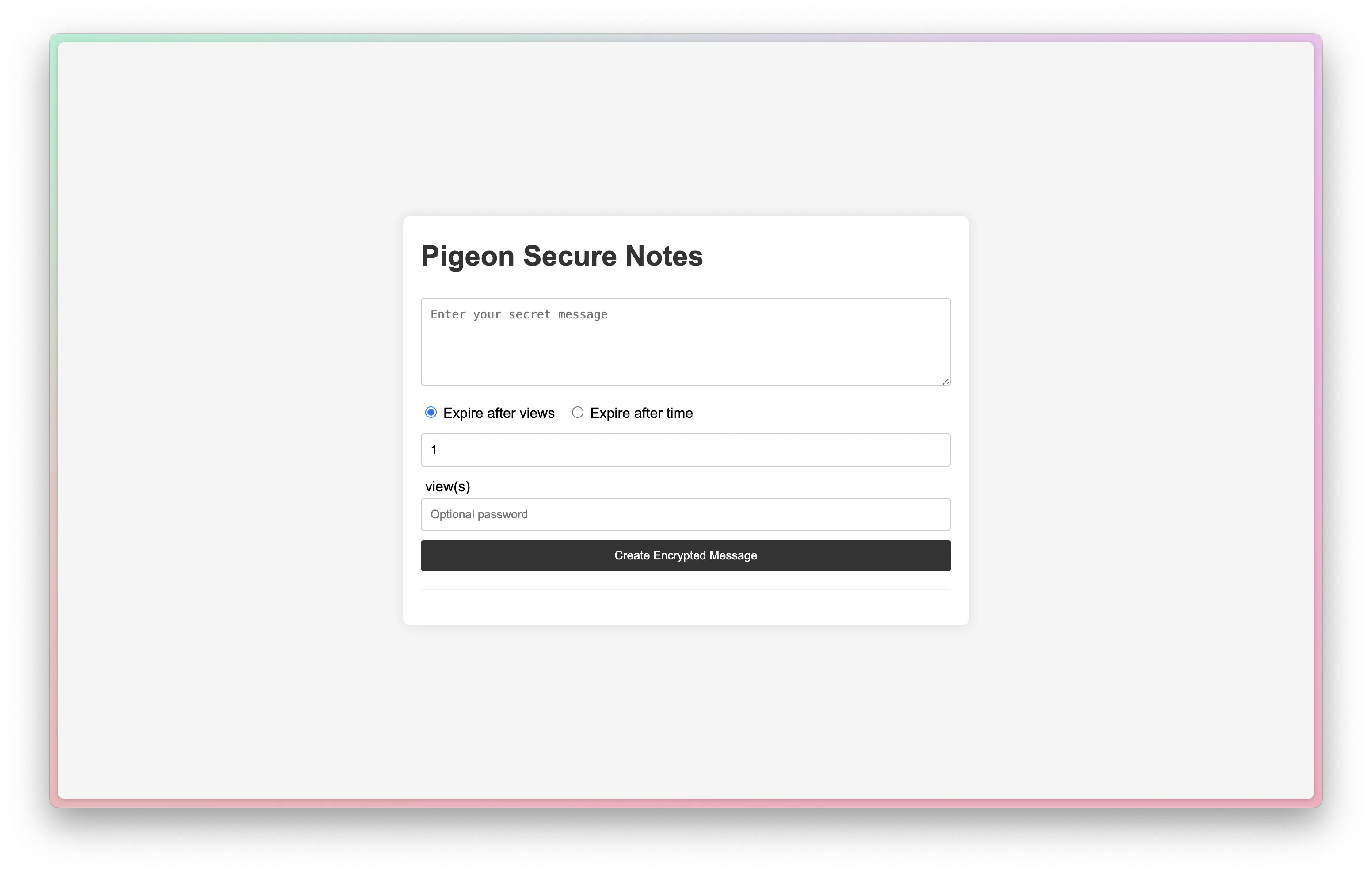 Screenshot of Pigeon Secure Notes