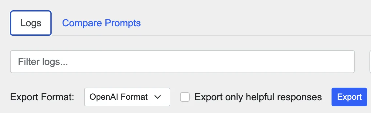 Export button.