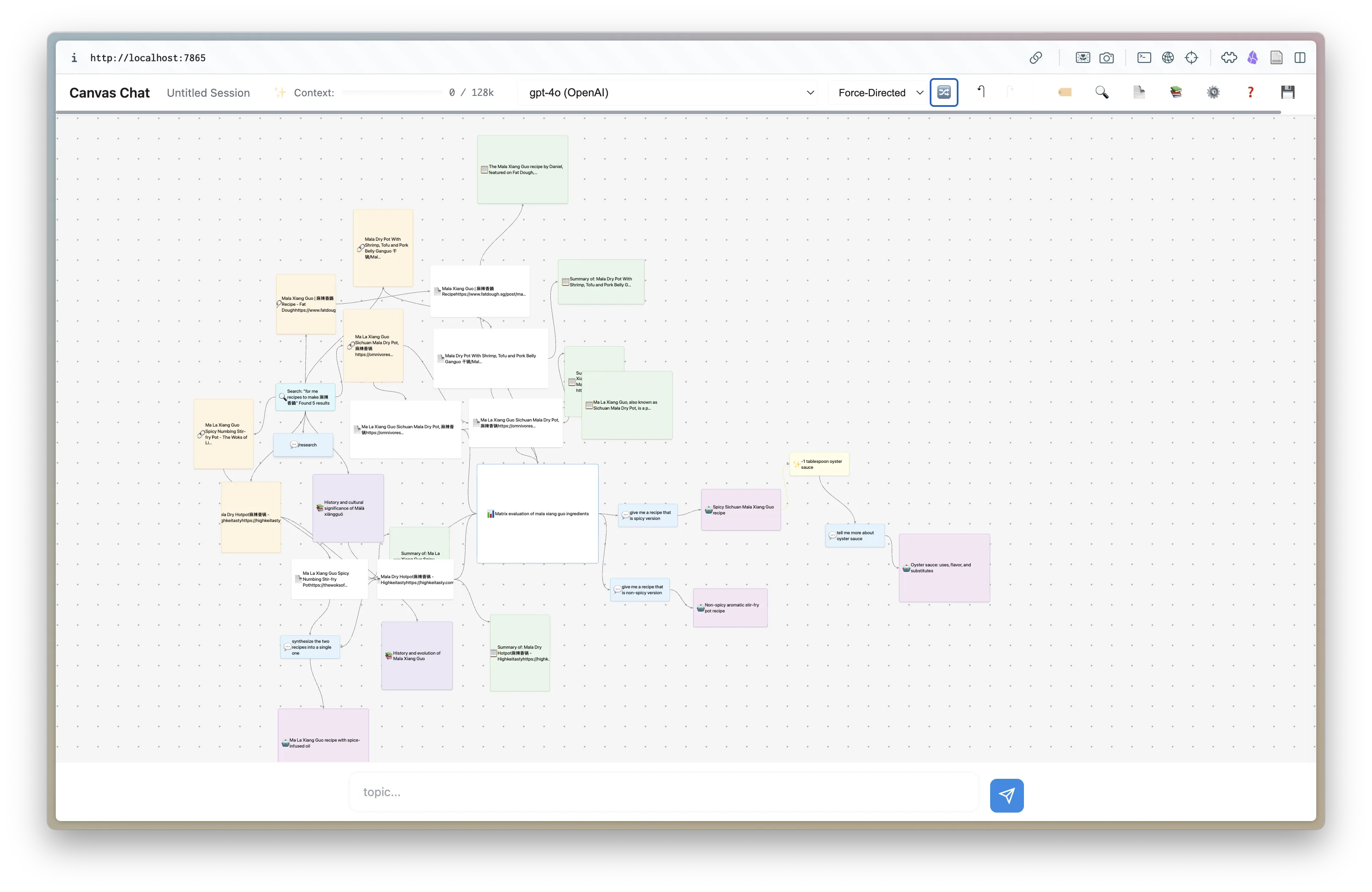 Canvas Chat overview showing nodes connected in a directed graph