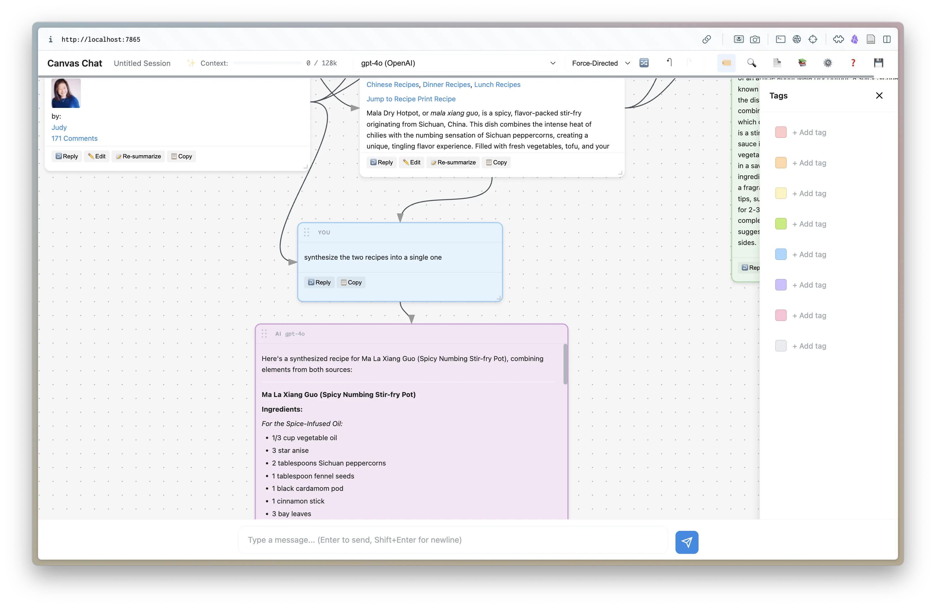 Multiple nodes selected for merge context synthesis